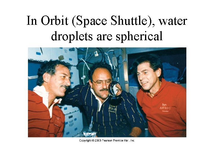 In Orbit (Space Shuttle), water droplets are spherical 