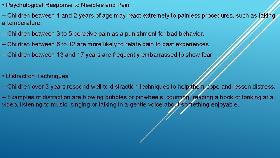  • Psychological Response to Needles and Pain – Children between 1 and 2