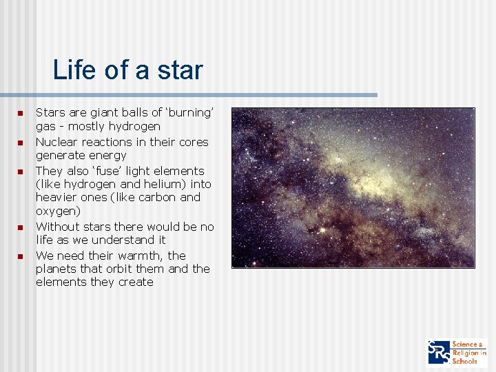 Life of a star n n n Stars are giant balls of ‘burning’ gas