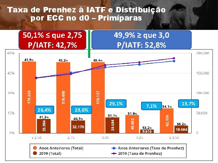 Taxa de Prenhez à IATF e Distribuição por ECC no d 0 – Primíparas