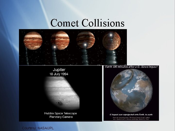 Comet Collisions Courtesy: NASA/JPL 