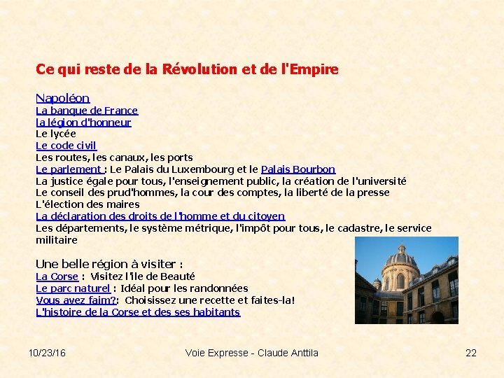 Ce qui reste de la Révolution et de l'Empire Napoléon La banque de France