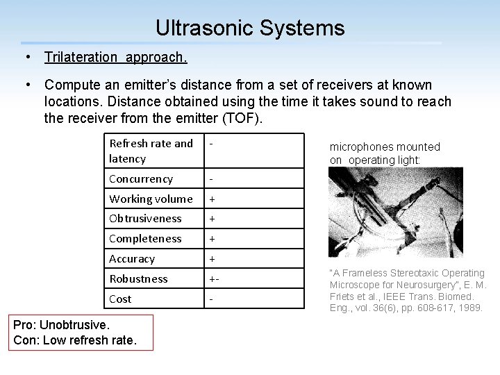 Ultrasonic Systems • Trilateration approach. • Compute an emitter’s distance from a set of