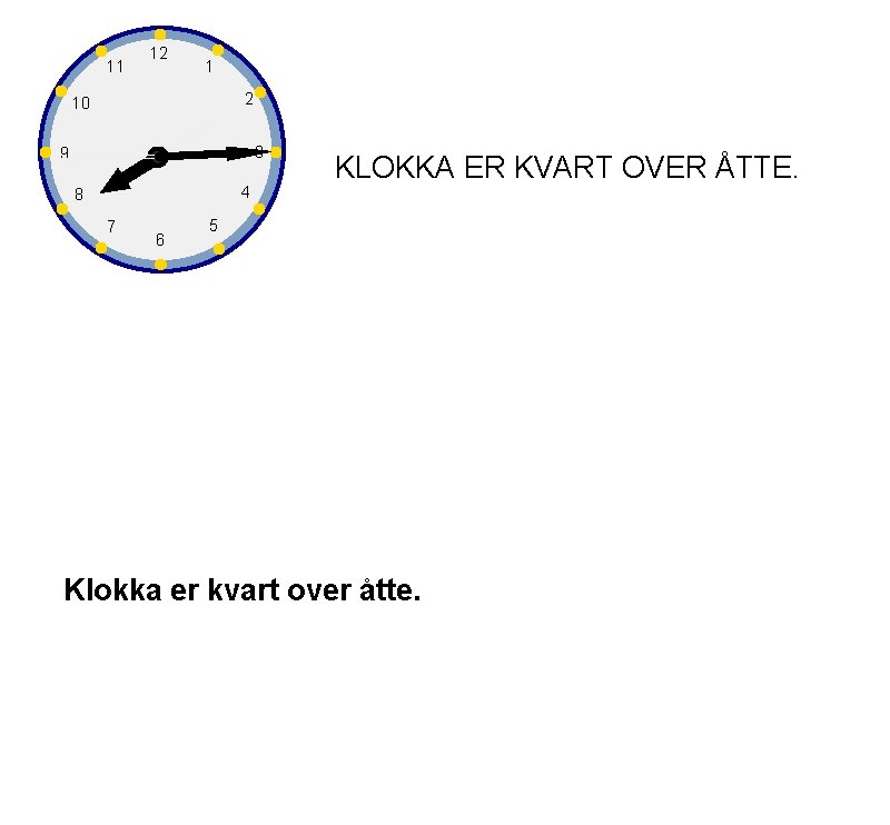 11 12 1 2 10 3 9 4 8 7 6 KLOKKA ER KVART