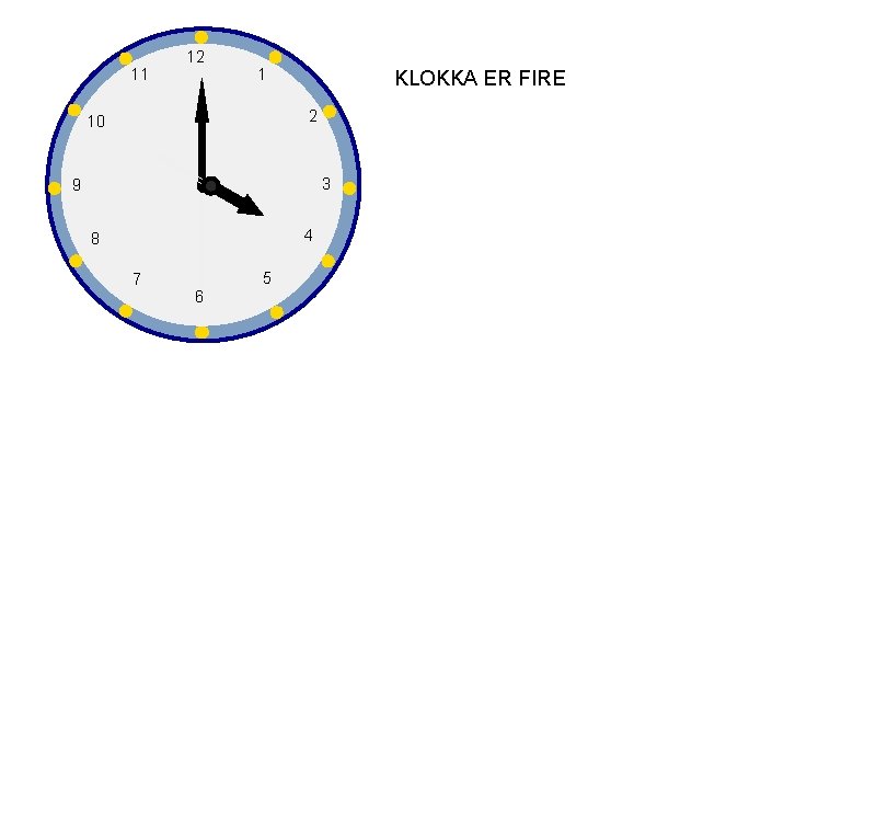 11 12 1 KLOKKA ER FIRE 2 10 3 9 4 8 7 5