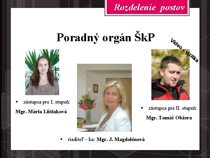 Rozdelenie postov Poradný orgán Šk. P Vi de o -v izi tk a zástupca