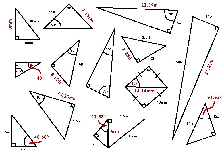 23. 39 m 8 mm 70 o cm 15 10 mm 7. 6 cm