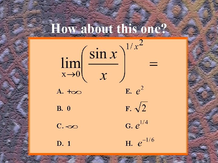 How about this one? A. + E. B. 0 F. C. - G. D.