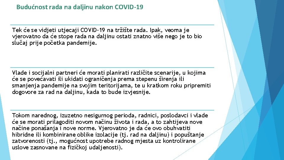 Budućnost rada na daljinu nakon COVID-19 Tek će se vidjeti utjecaji COVID-19 na tržište Budućnost rada na daljinu nakon COVID-19 Tek će se vidjeti utjecaji COVID-19 na tržište