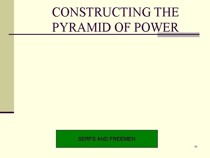 CONSTRUCTING THE PYRAMID OF POWER SERFS AND FREEMEN 11 