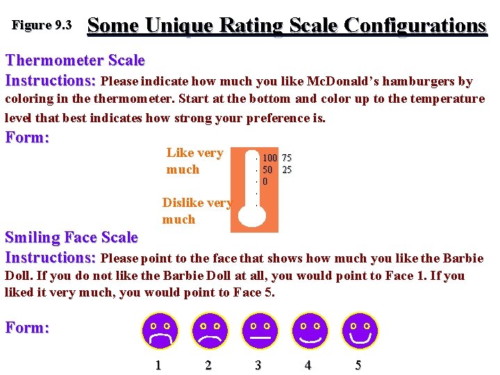 Figure 9. 3 Some Unique Rating Scale Configurations Thermometer Scale Instructions: Please indicate how