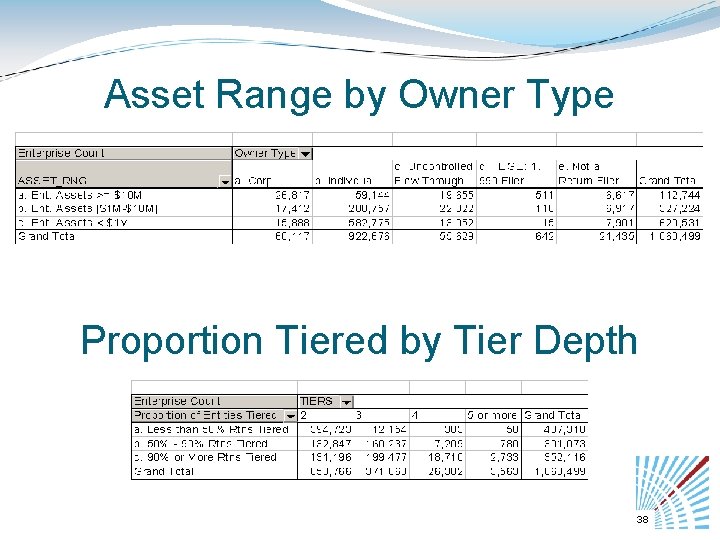 Asset Range by Owner Type Proportion Tiered by Tier Depth 38 