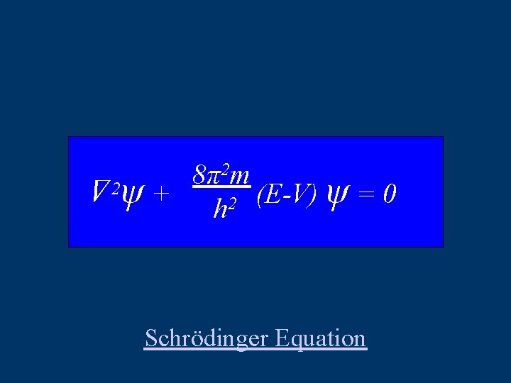2 m 8π 2ψ + (E-V) ψ = 0 2 h Schrödinger Equation Δ