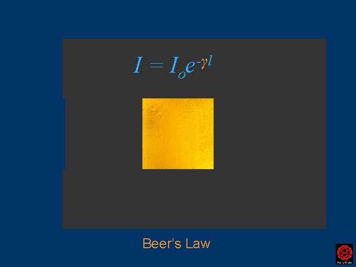 I = Ioe-γl Beer’s Law 