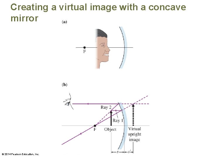 Creating a virtual image with a concave mirror © 2014 Pearson Education, Inc. 