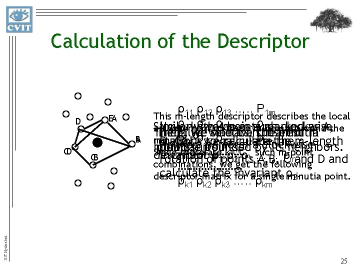 Calculation of the Descriptor ρ EA D B A CD CB ρ k 1