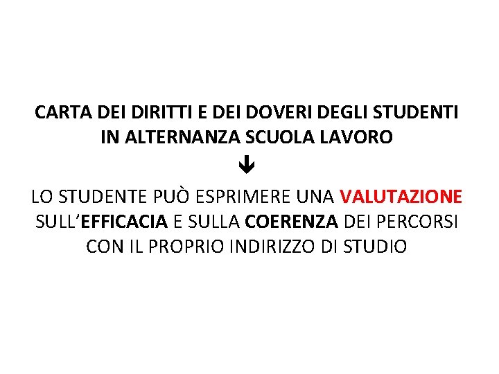 CARTA DEI DIRITTI E DEI DOVERI DEGLI STUDENTI IN ALTERNANZA SCUOLA LAVORO LO STUDENTE