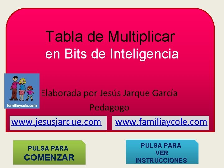 Tabla de Multiplicar en Bits de Inteligencia Elaborada por Jesús Jarque García Pedagogo www.