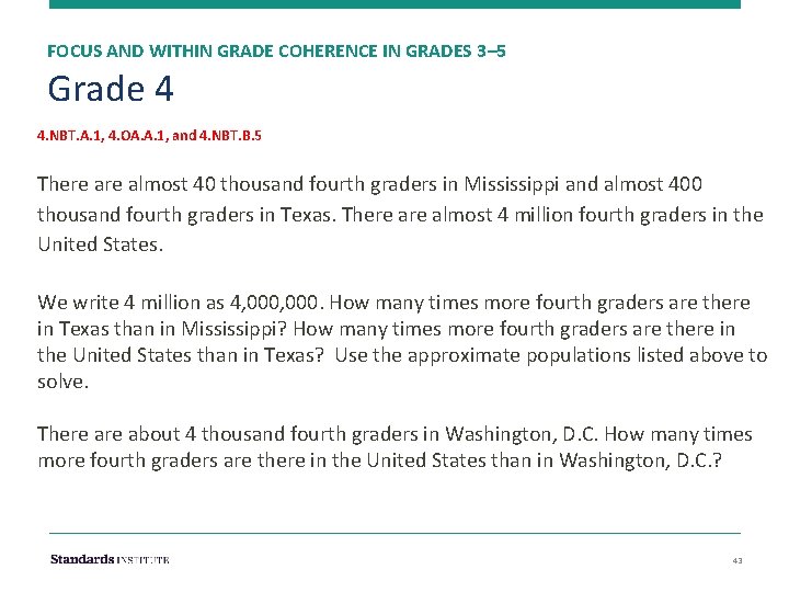 FOCUS AND WITHIN GRADE COHERENCE IN GRADES 3– 5 Grade 4 4. NBT. A.