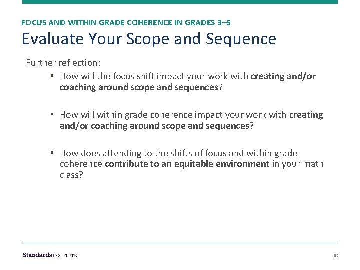 FOCUS AND WITHIN GRADE COHERENCE IN GRADES 3– 5 Evaluate Your Scope and Sequence