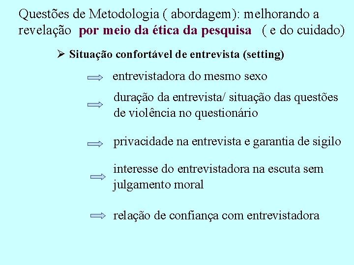 Questões de Metodologia ( abordagem): melhorando a revelação por meio da ética da pesquisa