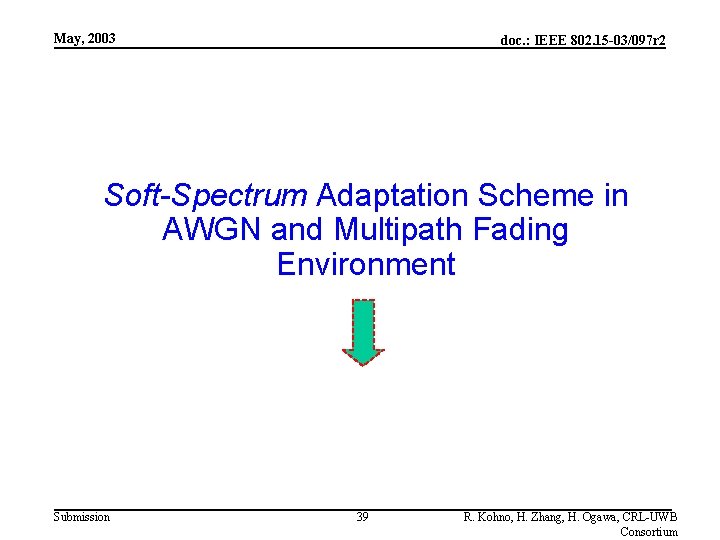 May, 2003 doc. : IEEE 802. 15 -03/097 r 2 Soft-Spectrum Adaptation Scheme in