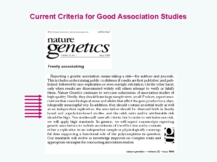 Current Criteria for Good Association Studies 