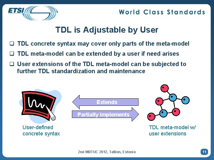 TDL is Adjustable by User q TDL concrete syntax may cover only parts of