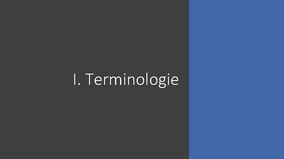 I. Terminologie 