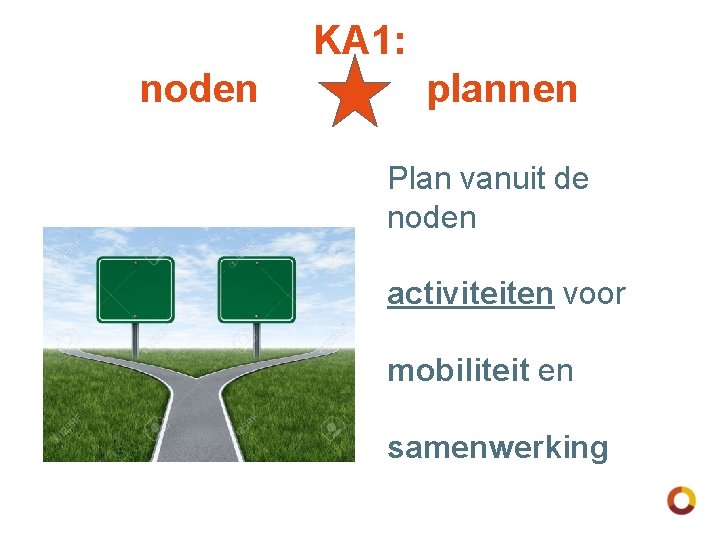 KA 1: noden plannen Plan vanuit de noden activiteiten voor mobiliteit en samenwerking 