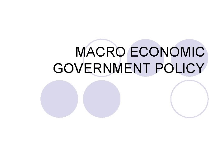 MACRO ECONOMIC GOVERNMENT POLICY 