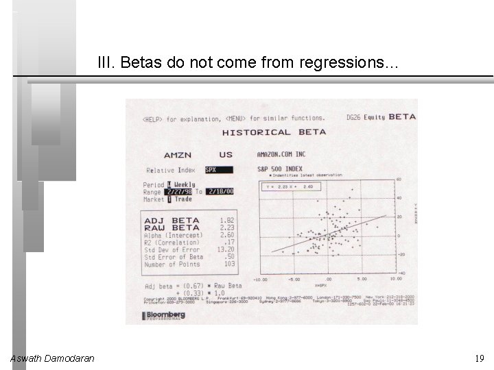 III. Betas do not come from regressions… Aswath Damodaran 19 