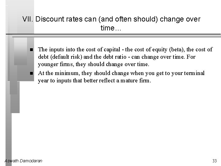 VII. Discount rates can (and often should) change over time… The inputs into the