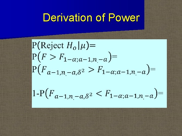 Derivation of Power 