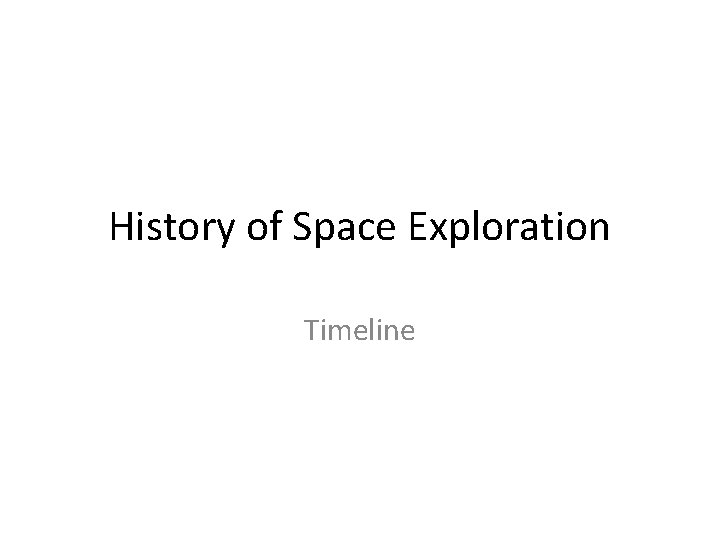 History of Space Exploration Timeline 