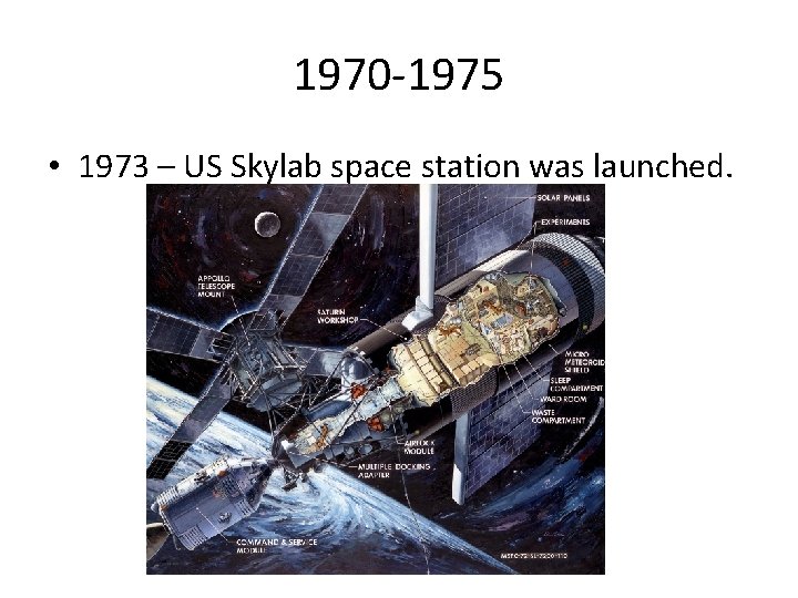 1970 -1975 • 1973 – US Skylab space station was launched. 