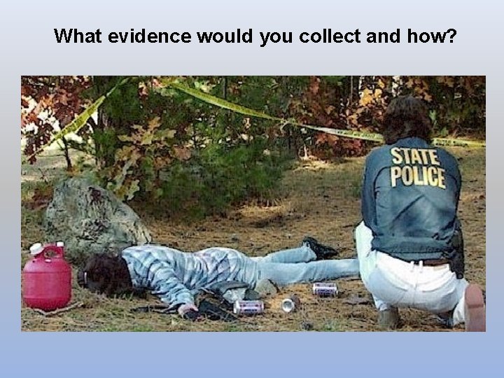 What evidence would you collect and how? 