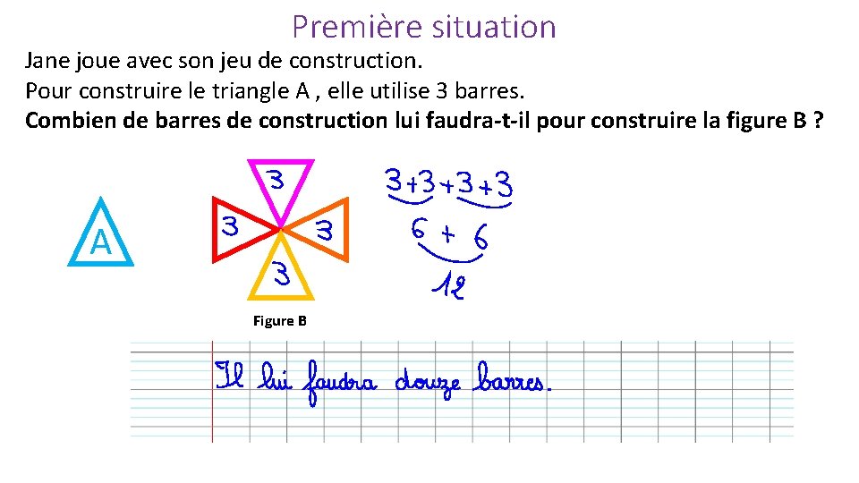 Première situation Jane joue avec son jeu de construction. Pour construire le triangle A