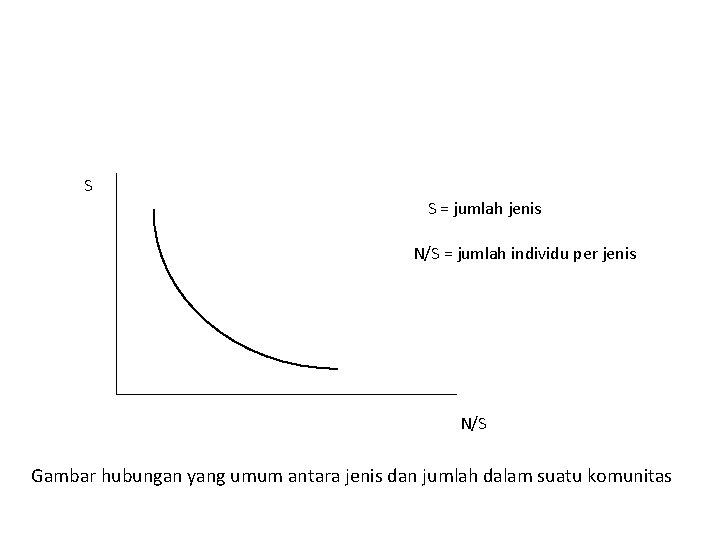 S S = jumlah jenis N/S = jumlah individu per jenis N/S Gambar hubungan