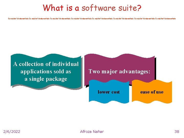 What is a software suite? Computer fundamentals Computer fundamentals A collection of individual applications