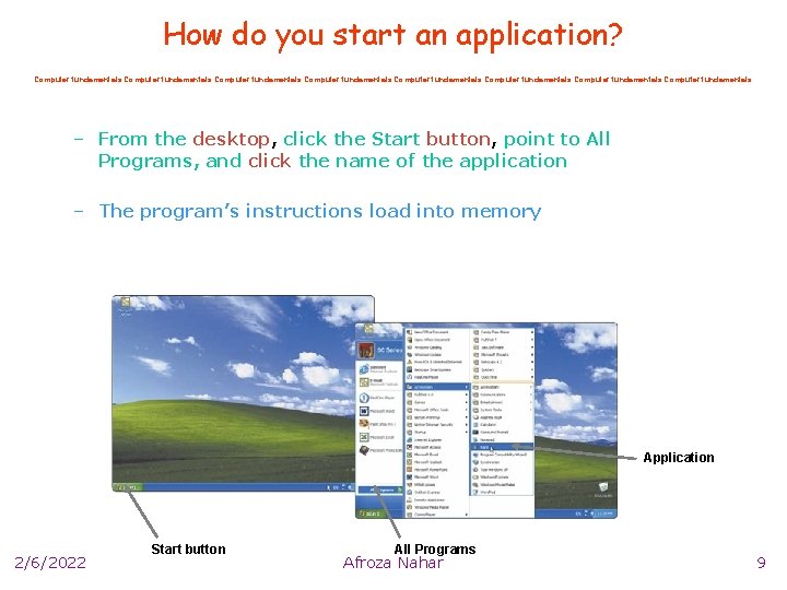 How do you start an application? Computer fundamentals Computer fundamentals – From the desktop,