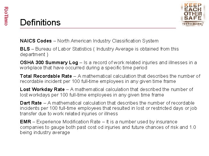 Definitions NAICS Codes – North American Industry Classification System BLS – Bureau of Labor