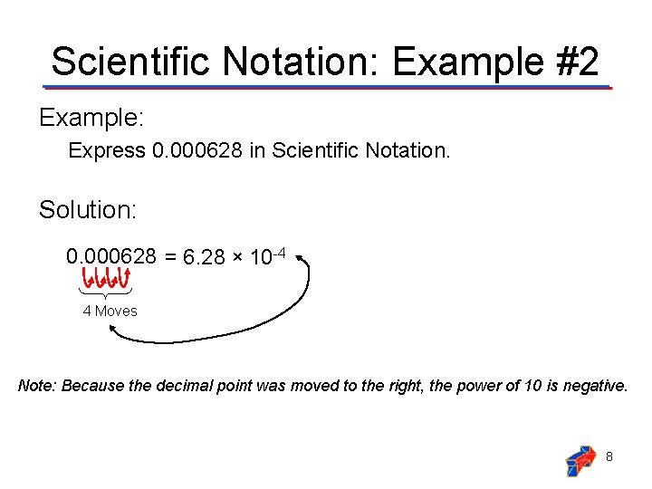 Scientific Notation: Example #2 Example: Express 0. 000628 in Scientific Notation. Solution: 0. 000628