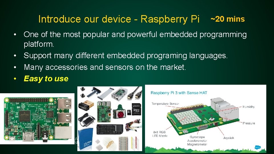 Introduce our device - Raspberry Pi ~20 mins • One of the most popular