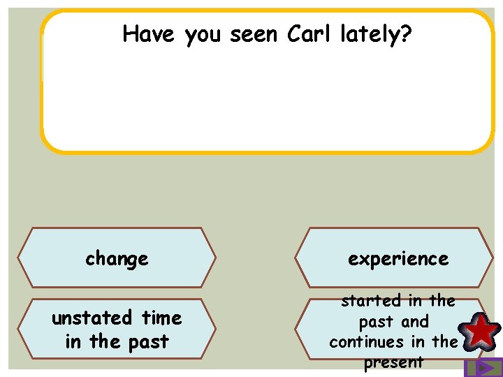 Have you seen Carl lately? change experience unstated time in the past started in