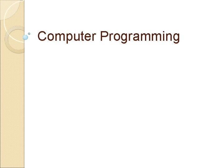 Computer Programming 