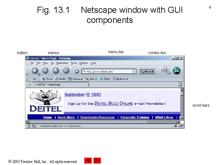 Fig. 13. 1 button menus Netscape window with GUI components menu bar 4 combo