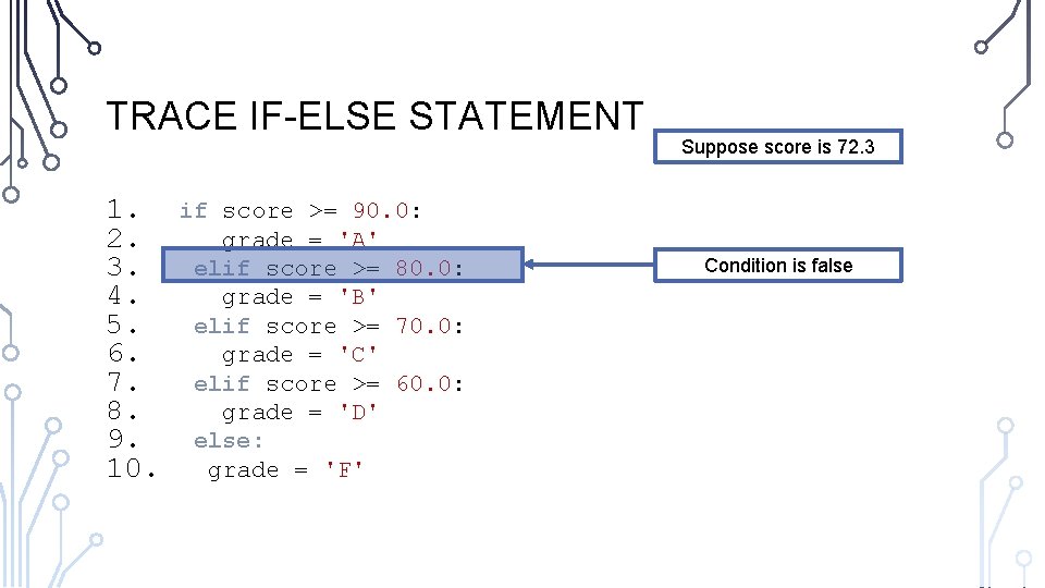 TRACE IF-ELSE STATEMENT 1. 2. 3. 4. 5. 6. 7. 8. 9. 10. if TRACE IF-ELSE STATEMENT 1. 2. 3. 4. 5. 6. 7. 8. 9. 10. if