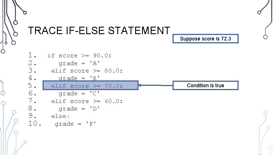 TRACE IF-ELSE STATEMENT 1. 2. 3. 4. 5. 6. 7. 8. 9. 10. if TRACE IF-ELSE STATEMENT 1. 2. 3. 4. 5. 6. 7. 8. 9. 10. if