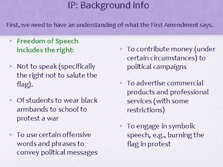 IP: Background info First, we need to have an understanding of what the First